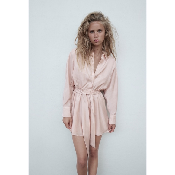 ZARA| Satin Shirt Dress - Picture 4 of 10